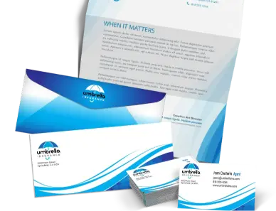 Stationery set with business cards, letterhead and envelope